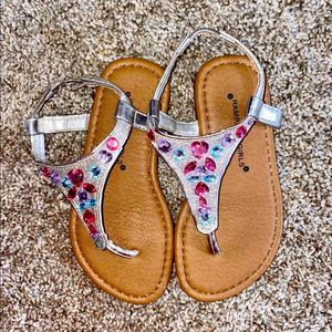 Rampage Girls Sandals Silver Gems Size 7